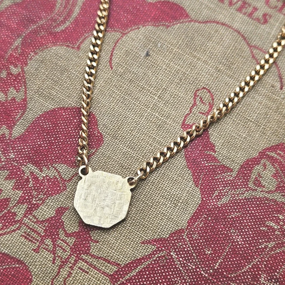 Vintage Gold Tone Initial B Monogram Tie Chain Curb Link Octagon Fob Mens